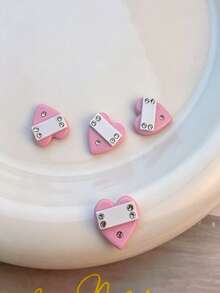 Y2K Pink & Black Heart & Star Nail Art Decorations, 5pcs, 3D Resin Rhinestone Nail Charms, Millennium Nail Art Supplies, 3D Nail Decorations, Fashionable & Cool Nail Art Accessories, Nail Art Decorations, Professional Nail Art Decorations, Nail Decorations, DIY Personalized Nail Art Gems, Suitable For Home Nail Art Decoration - Multicolor - View 16