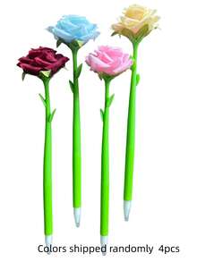 Soft Rubber Dewdrop Rose Ballpoint Pen, Creative Craft Pen, Office Small Gift, Holiday Gift, Ballpoint Pen - Multicolor - View 9