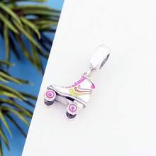 1pc Game & Sports Theme Pendant Bead, Retro Game Console, Boxing, Roller Skating, Fitness Charm, DIY Jewelry Accessory, Compatible With European Snake Chain Bracelet, Game & Fitness Gift - Silver - View 6