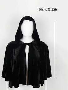 1 قطعة عباءة مخملية قوطية، عباءة قصيرة بأسلوب الملكة، مثالية لحفلة الهالوين وزي مصاص الدماء، فترة النهضة، عباءة مخملية قوطية، هدية حفلة موضوعية - الأسود - مشاهدة 6