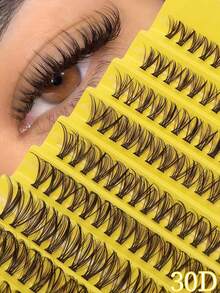 High-Rated 200 Clusters 30D Cat Eye False Eyelashes, 10-16mm Mixed Length, D Curl, DIY Natural Fluffy Dense Effect, Great Value, Suitable For Beginners, Reusable, Applicable For Daily, Party, Stage Performance, Christmas Gift - D - View 1