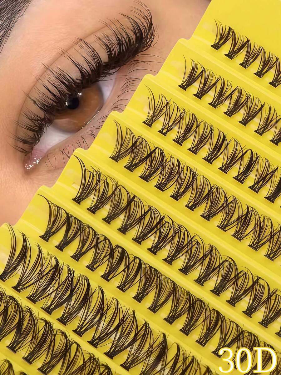 High-Rated 200 Clusters 30D Cat Eye False Eyelashes, 10-16mm Mixed Length, D Curl, DIY Natural Fluffy Dense Effect, Great Value, Suitable For Beginners, Reusable, Applicable For Daily, Party, Stage Performance, Christmas Gift - D - View 1
