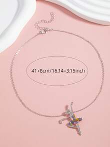 1pc New Fashion Rainbow Dancing Necklace Alloy Jewelry Niche Creative Collarbone Chain (Random Color) - one-size - View 4