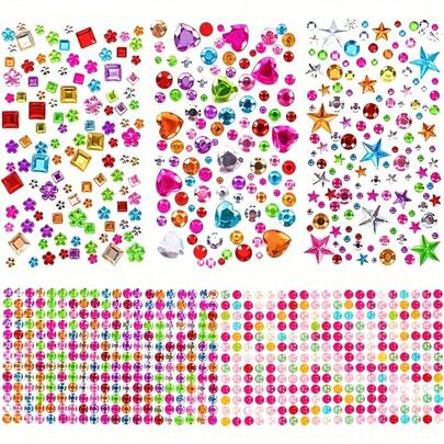 4620pcs Self-Adhesive Rhinestone Stickers, Colorful Heart-Shaped Acrylic Gem Shiny Stickers, Multi-Functional Reusable Handmade Decoration Stickers, Essential For Nail Art, DIY Decoration, Artistic Creation, Durable Pearlescent Stickers, Exclusive For Beauty Enthusiasts, Vibrant Crystal Embellishments, Art And Craft Accessories