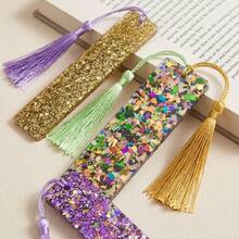1pc Random/3pcs Random/Colorful Glitter Acrylic Tassel DIY Bookmark, Premium Quality, High Aesthetic Value, Page Marker, Reading Stationery, Gift For Book Lovers - Multi-color - View 2