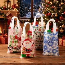 50pcs Christmas Candy Gift Bags, Cartoon Plastic Handheld Gift Bags, Christmas Holiday Party Gift Packaging, Tabletop Decoration - Multicolor - View 4