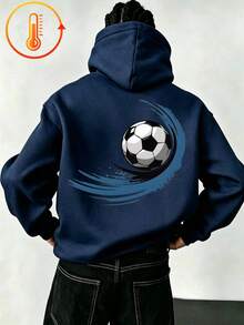 Tween Boy Fun Graphic Print Pullover Sweatshirt, Warm & Comfortable Thermal Lined Pullover Sweatshirt For Autumn/Winter - Navy Blue - View 2