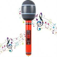 1/5/12pcs Inflatable Musical Instrument Party Props Rock Star Set, Inflatable Guitar, Inflatable Saxophone, Inflatable Bass, Inflatable Lute, Inflatable Microphone, Inflatable Flute, Inflatable Piano, Suitable For 80s, 90s Theme Party, Photo Decoration - A - View 5