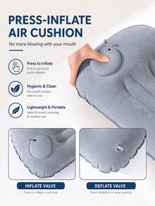 Urban Wave 2pcs Ultra-Light Inflatable Pillow Set With U-Shaped Neck Pillow, Small Square Flocked Fabric Air Pillow, Neck And Waist Support, Suitable For Beach, Hiking, Camping, Travel, Desk Rest - 45 X 30 - View 3