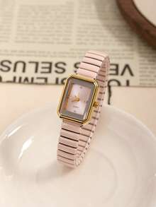1pc Women's PU Strap Watch, Exquisite Snake-Shaped Small Dial, Vintage British Style, Niche Luxury Fashion Quartz Watch, Suitable For Wearing On Holidays, Parties, Weddings, Back To School Season, Christmas, Thanksgiving, Halloween, Easter And Other Occasions, Perfect Gift For Women. - Pink - View 1
