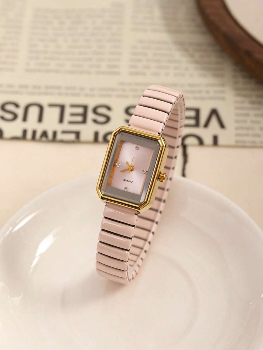 1pc Women's PU Strap Watch, Exquisite Snake-Shaped Small Dial, Vintage British Style, Niche Luxury Fashion Quartz Watch, Suitable For Wearing On Holidays, Parties, Weddings, Back To School Season, Christmas, Thanksgiving, Halloween, Easter And Other Occasions, Perfect Gift For Women. - Pink - View 1