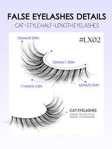 GROINNEYA 3 Pairs Cat Eye, Fox Eye, Faux Mink Eyelashes, Natural Look Short False Eyelashes, Eyelash Extensions, Makeup (LX02) Strip Eyelashes, Eyelashes, False Eyelashes, Fake Eyelashes - Black - View 4