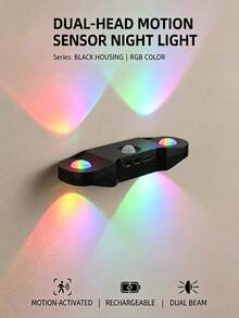 2pcs Rechargeable LED Night Lights, Commercial Strobe Lights, Wall Lamps With Motion Sensor, RGB Gradient Atmosphere Light, Dimmable Indoor Light, Suitable For Christmas, Halloween, Holiday Party, Entrance, Bedside, Desk, Closet Magnetic Stair Light - Night Light - View 2