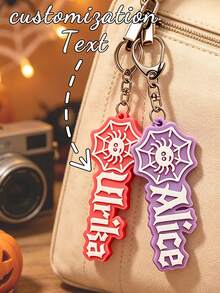 Customized Halloween Name Letter Key Chain, Spider Web Spider Letter Bag Pendant, Commemorative Gift For Friends. - Multicolor - View 3
