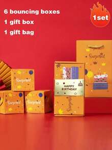 1 Set 8pcs Pop-Up Surprise Birthday Gift Box, Includes 6 Pop-Up Boxes, Birthday Surprise Gift Box, Cash Explosion Box, Explosion Box, Cash Gift Box, Suitable For Valentine's Day, Graduation, Birthday, Anniversary And Other Occasions - A - View 8