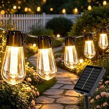 Vintage S14 Solar Powered Hanging LED Papaya String Lights Outdoor Smart Decorative Lights, Available In 10/20/30 Bulbs Multiple Specifications, Built-In 500mAh Large Capacity Lithium Battery Long-Lasting Power - Solar Papaya Lamp - View 7