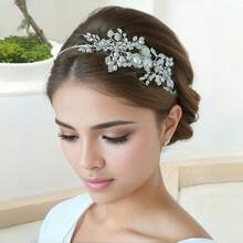 1 buah Bando Pesta Elegan dari Paduan Seng, Aksesori Rambut Pengantin untuk Semua Musim - Perak - View 1