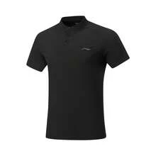 LI-NING Men's Fitness Quick-Dry Polo Shirt Moisture-Wicking Sun-Protective Casual Top APLW151 - Black - View 2