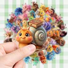 50pcs Funny Cartoon Insect Stickers, Cute Snail Bee Ladybug Colorful Insect Vinyl Stickers, Waterproof Stickers For Laptop, Water Bottle, Phone, Kindle, Notebook, Scrapbook, DIY Decoration - Multicolor - View 5
