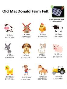 hoojojo Set Mainan Bercerita dari Kain Felt 12 Buah, Tema "Old MacDonald Had A Farm", Mainan Edukasi Pembelajaran Dini, Alat Peraga Permainan Interaktif di Kelas, Hadiah Kreatif, Perlengkapan Sekolah, Alat Bantu Mengajar, Perlengkapan Penting untuk Kembali ke Sekolah - MultiWarna - View 12