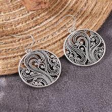 Exquisite Elegant Women's Dangle Earrings, Unique Handmade Twisted Round Hollow Design, Suitable For Casual Wear - Silver - View 7
