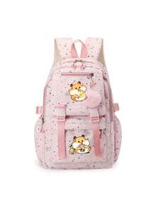 1 Pc, Creative Hamster Pattern Printed Backpack, Large Capacity Casual Backpack, Adjustable Shoulder Straps, Suitable For Daily Commuting And Travel - one-size - View 8