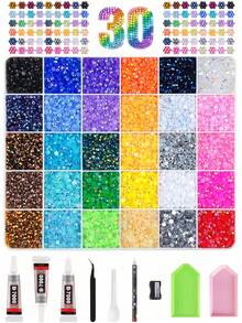 30 Warna/15 Warna Rhinestone Resin Jelly Datar, Cocok untuk Lukisan Berlian DIY, Buku, Dekorasi Rhinestone Gelas Air dan Lainnya, Ciptakan Kerajinan Tangan yang Berkilau - Warna-warni B - View 6