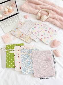 1pc Floral Quilted Book Cover With Zipper 11.02" X 8.66" Carrying Handle Book Storage Bag Padded Protective Book Sleeve Pencil Case Bible Storage Bag - Multicolor - View 5