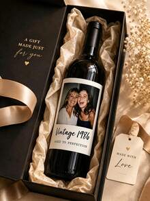 1-10pcs Custom Wine Bottle Labels, Personalized DIY Wine Bottle Stickers, Designed With Birthday Celebrant's Name And Birth Date. Stick On Red Wine Or Champagne Bottles To Create An Eye-Catching Visual Focal Point And Instantly Enhance Party Photo - Multicolor - View 5