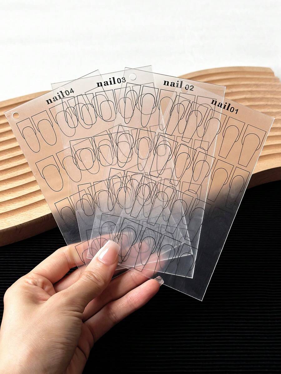 1PC Acrylic Nail Art Practice Display Board, Double-Sided Reusable Nail Shape Template For Nail Art Practice And Display, Nail Styling Tool, For Daily Nail Art And Beginners - Clear - View 1