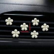6PCS Car Air Vent Clips With Pearl Daisy Petal Design, Exquisite Petal Shape With Pearl Embellishment, Easy And Secure Installation, Used For Car Door Dashboard Interior Decoration Modification Accessories - 6PCS Pearl Daisy Air Vent - View 3