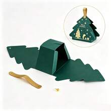36/72/108pcs Christmas Tree-Shaped Gift Boxes With Handles, Compact And Portable Paper Gift Bags Perfect For Holiday Party Favors And Christmas Tree Decorations, Includes Christmas Stickers - Multicolor - View 9