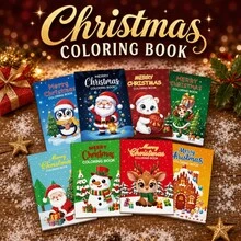 1pc Christmas Tracing Book, Cartoon Line Art Coloring Book, Fill-In-The-Blanks Book, Drawing Book, Painting Book, Coloring Book, Student Art Supplies - Multicolor - View 2