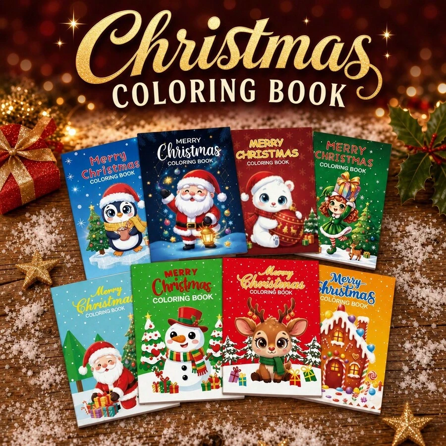 1pc Christmas Tracing Book, Cartoon Line Art Coloring Book, Fill-In-The-Blanks Book, Drawing Book, Painting Book, Coloring Book, Student Art Supplies