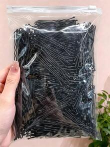 100Pcs Set Pure Black Hair Clips, Invisible Design Blends With Black Hair, Daily Practical Hair Accessories - Black - View 2