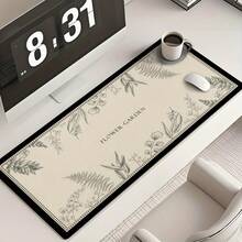 1pc Large Vintage French Botanical Mouse Pad / Waterproof Desk Mat. Stunning Large Mouse Pad Featuring A Pink-And-Blue Gradient Ocean Wave Design; Rectangular Keyboard Mat Suitable For Back-To-School Dorms, Classrooms, And Gaming Setups. - Mouse Pad - View 1