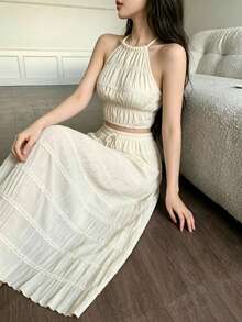 Women Two-Piece Outfits - Apricot - View 4