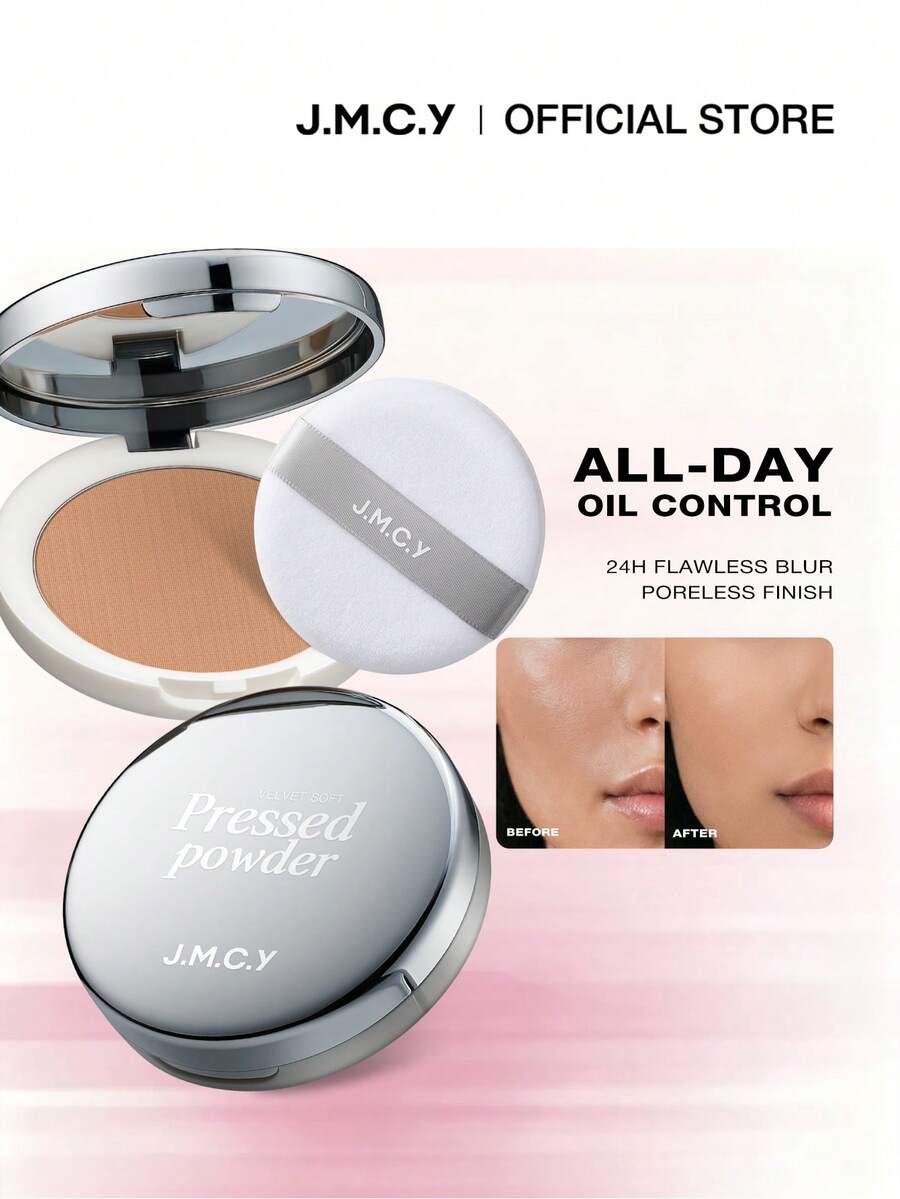J.M.C.Y Oil-Control Setting Powder Compact, Soft-Focus Fine Powder, Long-Lasting And Non-Cakey, Suitable For Dry And Oily Skin, Natural Finish, Beginner-Friendly, Essential For Autumn/Winter Makeup, Perfect For Christmas And Halloween Looks - P01 PORCELAIN GLOW - View 1