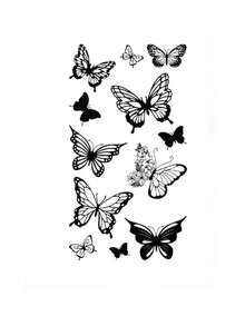 1pc Black Butterfly Pattern Y2K Style Wrist Body Waterproof Temporary Tattoo Sticker - Black - View 3