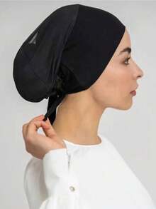 1pc Tie Back Mesh Net Inner Under Cap Modal Soft Stretch Jersey Cap Undercap For Dres - Solid Color - View 3