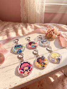 1pc/6pcs Alien Stage Acrylic Keychains, Cartoon "Alien Stage" Ivan, Sua, Luka And Till Chibi Wavy Edge Pattern Pendant, Backpack And Car Key Accessories, Anime Fan Gift, Exquisite Collection, Suitable For All Seasons - Multicolor - View 2