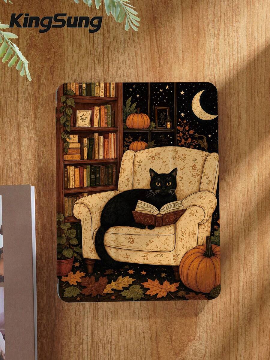 Kingsung Cat Pattern Tablet Protective Case, Compatible With IPad 9.7/10.2/10.5/10.9/12.9/Pro 11, 10th Generation, Compatible With Samsung Galaxy Tab S6 Lite 10.4-Inch, Compatible With Kindle Paperwhite 12th Gen 2024, Kindle (11th Generation) 2022 Version, Kindle Colorsoft Signature Version, Soft Fall Protection, Smart Stand/Automatic Wake-Up/Sleep