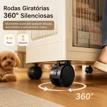 Armário Organizador Dobrável de 4 Camadas, Largura 48cm Branco Creme, Portas Semitransparentes à Prova de Poeira, Empilhável com Travas Laterais, Rodinhas 360° com Trava, Ideal para Apartamento Pequeno, Quarto, Cozinha e Sala L - Bege - Visão 5