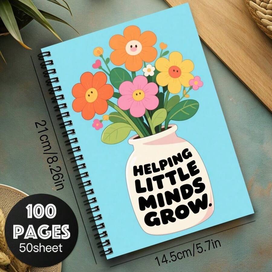 1pc A5 Floral Pattern Cover Spiral Notebook Diary, Perfect For School And Office Use, Great Gift For Friends, Colleagues, Boyfriend/Girlfriend, Back To School Supplies - Floral Series - View 1