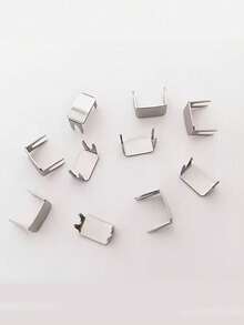 10pcs Size 5 Metal Zipper Sliders And End Caps - 4-Prong Tail Clamps - Silver - View 7