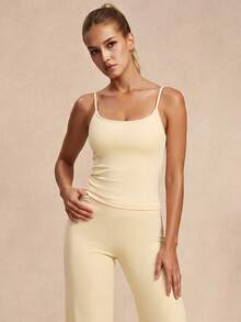 VVX Capris Legging Two Pieces Set For Women Slim Fit With Side Pleat Design, Casual And Slimming Sports Yoga Outfit - Light Yellow - View 6