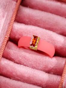 7-1pc/Set Fashionable Luxurious Personalized Minimalist High-End Elegant Unique Exquisite Square Colorful Zirconia Silicone Rings For Women Daily Wear Holiday Party Jewelry - Multicolor - View 19