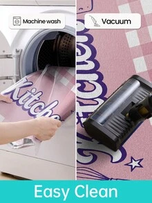 DAJIANG 1pc Pink Kitchen Runner Rug, Suitable For Bathroom, Kitchen, Outdoor, Hallway, Bedroom, Living Room, Machine Washable Easy To Clean Non-Slip Floor Mat, Bedroom Decor Rug Accessory - Multicolor - View 9