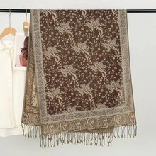 1pc Fashion Warm Scarf, Headscarf, Paisley Print Scarf, Headscarf, Shawl, Robe, Suitable For Women's Daily Wear - Dark Green - View 8