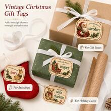 Custom Vintage Christmas Gift Tags, Personalized Santa Name Labels, Festive Gift Wrapping Decor, Customized Holiday Present Tags, Customizable Package Tags, Secret Santa Gift, Christmas Party Favor, Xmas Keepsake, Family, Friend, Lovers, Room Decor - Style D - View 4
